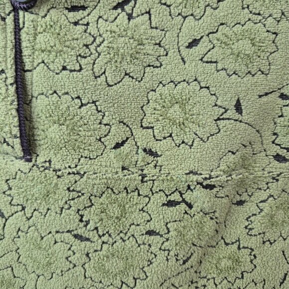 Woolrich Sweater Womens M Green Fleece Pullover Long Sleeve Leaves Outdoor - Picture 8 of 9